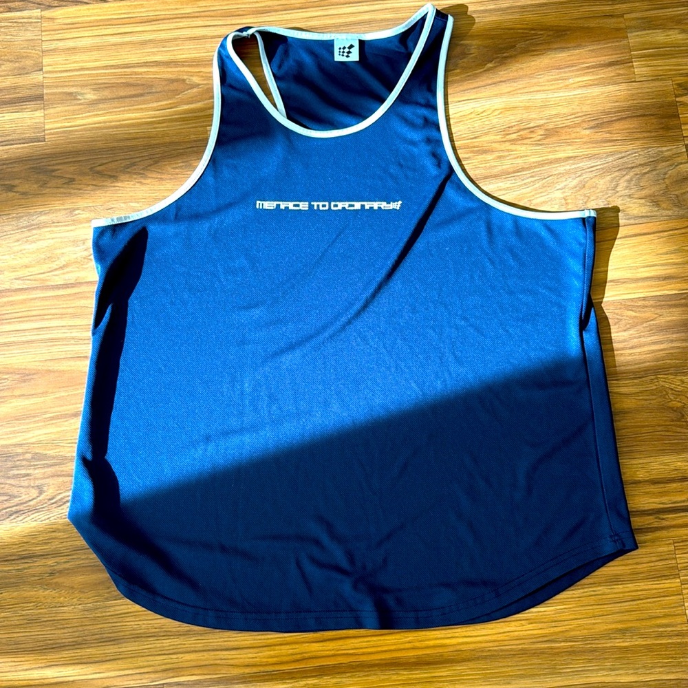 Jed North Navy Blue Tank Top with Light Blue Trim - Picture 2 of 3